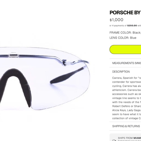 Super Rare Womens Porsche Design By Carrera Foldable Sports Shield Sunglasses